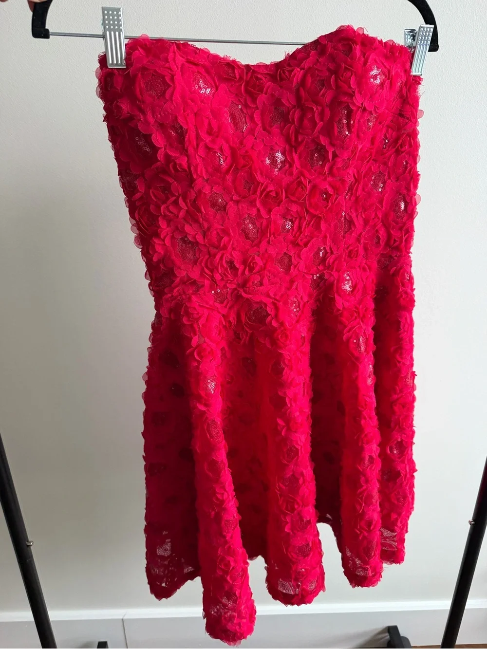Vintage Y2K Bebe Hot Pink Floral Appliqué Corset Dress Size 8 - Picture 2 of 13